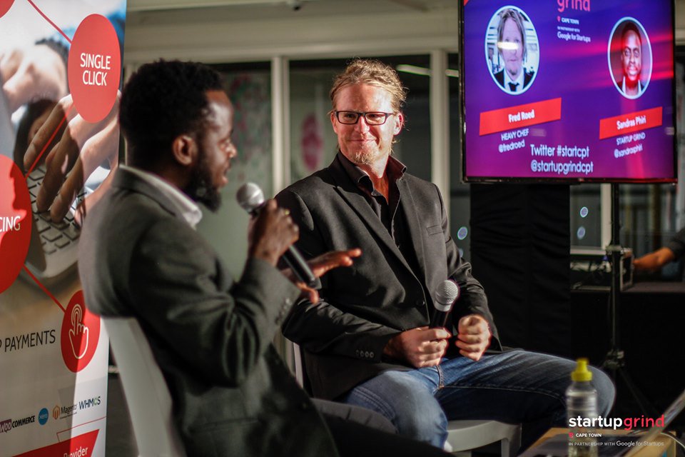 heavychef's tweet photo. CEO, @fredroed spoke at a @StartupGrind event, this week. We're so happy to see all the images and tweets you've shared🎉Did you get a copy of The Heavy Chef Guide To Starting A Business? It's the first printed guide in SA, to provide a comprehensive recipe for startup success. https://t.co/hCWmTa2qA1