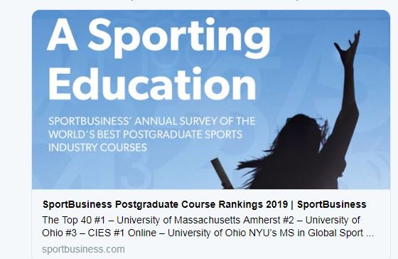 UCD Sport and Performance (@ucdsportstudies) on Twitter photo Delighted to again be listed in <a href="/SportBusiness/">SportBusiness</a> 2019 Top 40 Postgrad Sport Management programmes in the World! 🌎Thanks to all our outstanding contributors, and students who have helped to make the MSc what it is!👏🙌 Delighted to again be listed in <a href="/SportBusiness/">SportBusiness</a> 2019 Top 40 Postgrad Sport Management programmes in the World! 🌎Thanks to all our outstanding contributors, and students who have helped to make the MSc what it is!👏🙌