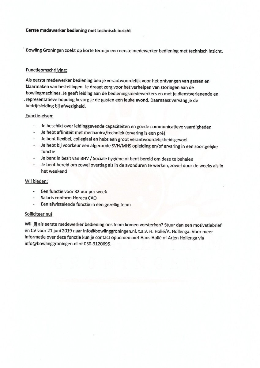 Kom JIJ bij ons werken? (delen wordt gewaardeerd)