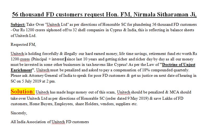 Unitech's sufferers Association tweet media