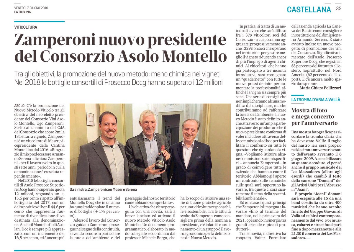 Oggi siamo protagonisti sui principali quotidiani veneti! Dalla <a href="/tribuna_treviso/">tribuna di Treviso</a> al <a href="/corriereveneto/">Corriere del Veneto</a>, tanti giornali dedicano una pagina all'elezione del nuovo presidente e ai futuri progetti del nostro Consorzio.

#asoloprosecco #asolomontello
