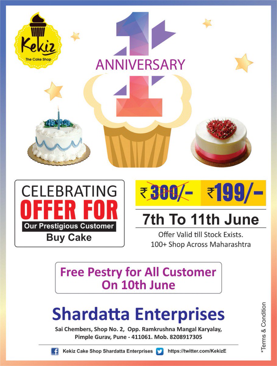 KekizE's tweet photo. 1st #Anniversary #ShardattaEnterprises - #Kekiz #CakeShop https://t.co/PVOHxUCxJR