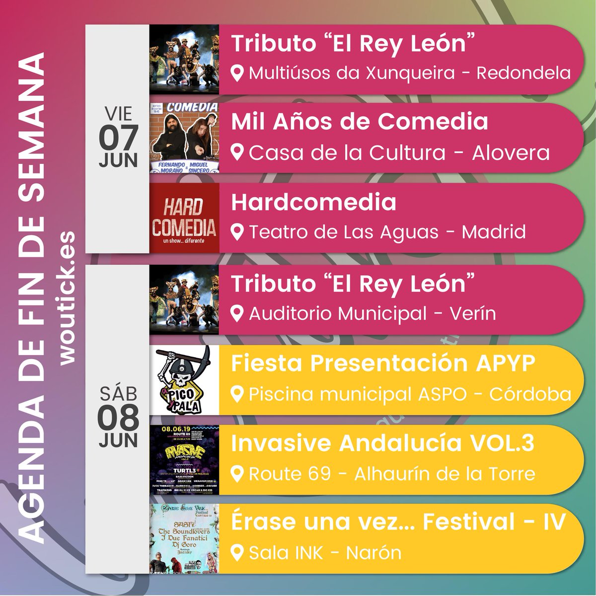 woutick's tweet image. ¡Ha llegado el tan deseado fin de semana! 😎 Aquí os dejamos la lista de los #PlanazosWoutick para que lo disfrutéis como más os guste😜

#FelizFinde