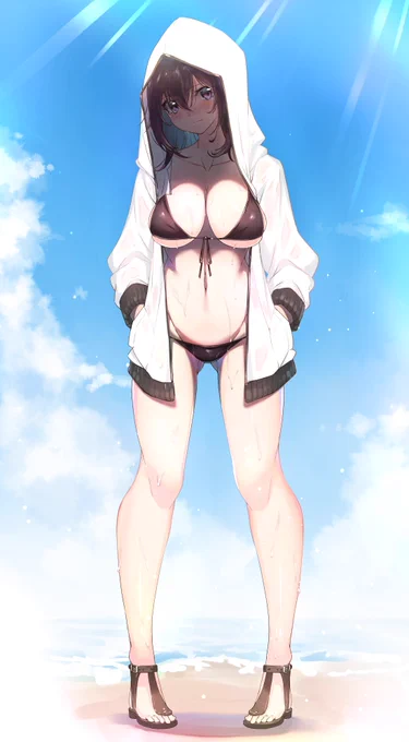 もういっちょ
パーカーに水着っていいよね、ていう感じのやつ 