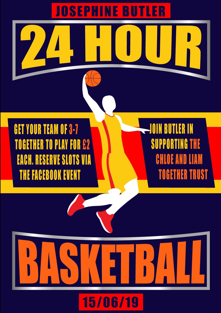 JoButlerBball's tweet photo. Come along to our 24 hour event at Butler college on the 15th June where we are raising money for The Chloe and Liam Together Forever Trust. The link to sign up a team: 
https://t.co/epgtRxfXYZ
@butlerjcr @JoButlerSport @TeamDurham @durham_uni @chloeandliam24t https://t.co/fDwaqTmFHS