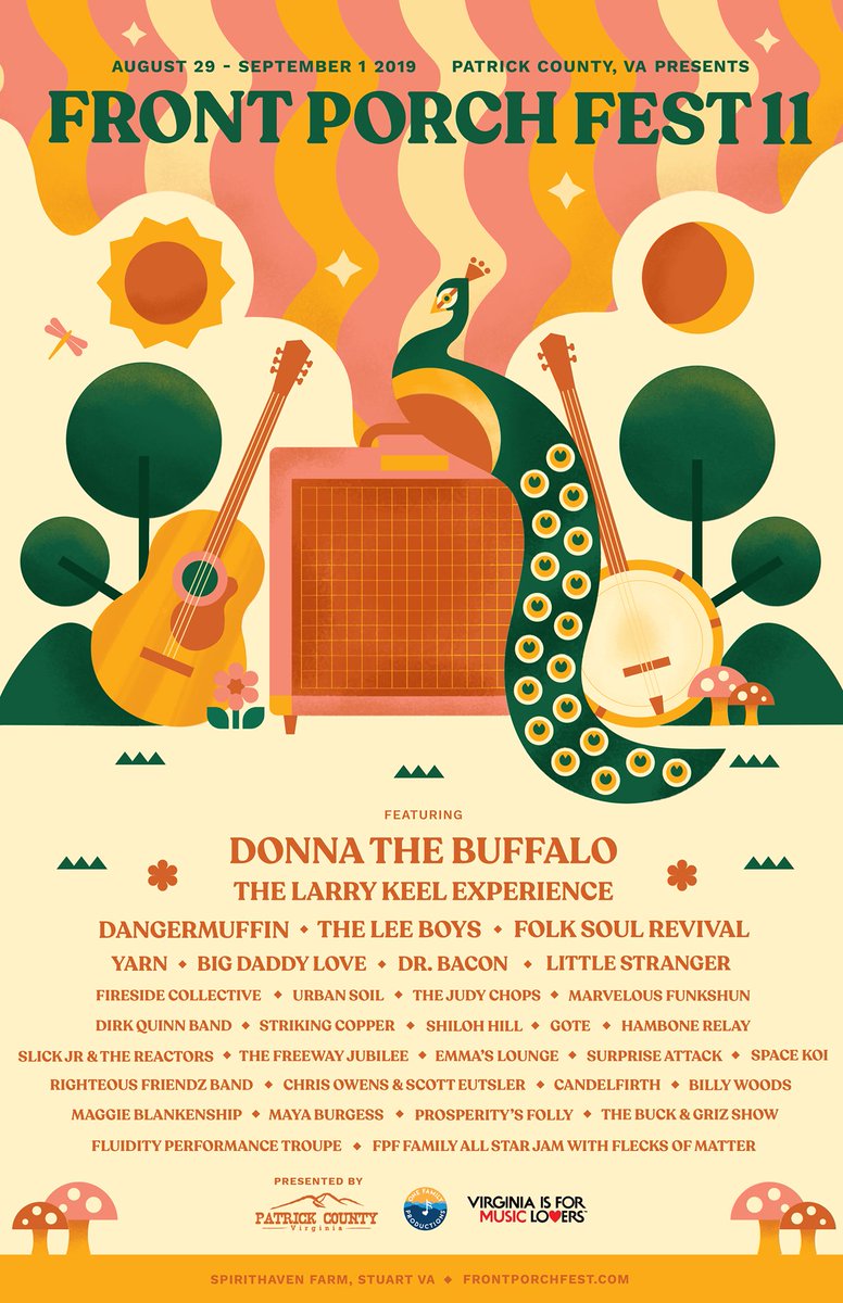 Our #FPF11 full lineup is here! We're excited to welcome <a href="/folksoulrevival/">Folk Soul Revival</a> <a href="/MarvelSFunkshn/">Marvelous Funkshun</a> <a href="/shilohhillmusic/">Shiloh Hill</a> <a href="/SurpriseAttackn/">SurpriseAttack</a> and more to the Porch! We hope you'll join us, tickets are on sale now! Prices increase Friday 6/14. 

#PCVA | #LoveVA | #MoreLoveVA | #VAisforLovers