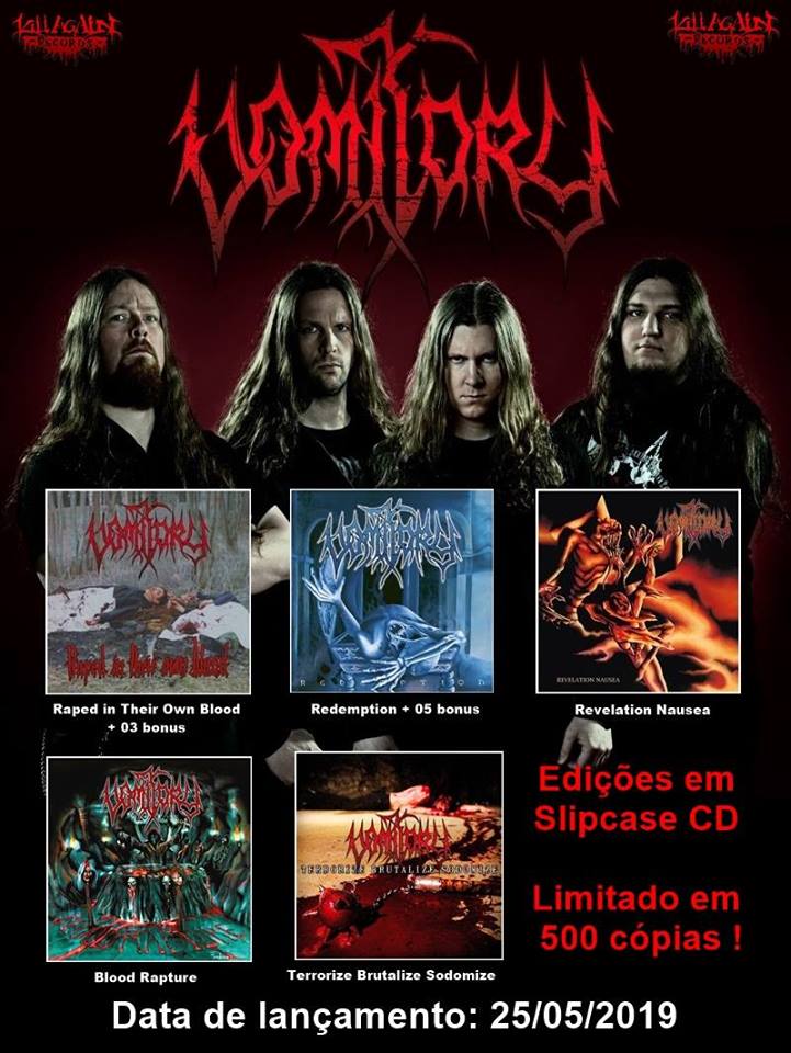 KillAgainRecs's tweet photo. VOMITORY - Disponíveis !!! / OUT NOW !!!

VOMITORY - Raped in Their Own Blood + 03 bonus
VOMITORY - Redemption + 05 bonus 
VOMITORY - Revelation Nausea 
VOMITORY - Blood Rapture 
VOMITORY - Terrorize Brutalize Sodomize
Edições em Slipcase CD* https://t.co/sKTtVhQMdy