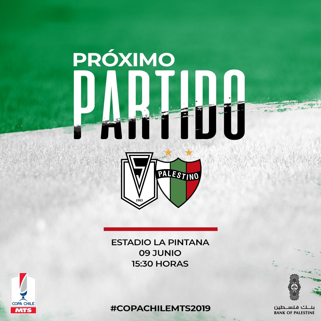 CDPalestinoSADP's tweet photo. ¡Próximo desafío! 

🆚 Santiago Morning 
🏆#CopaChileMTS2019
📅 Domingo 09 de junio 
🕣 15.30 horas 
🏟️ Estadio Municipal La Pintana https://t.co/OEqzupYVnK