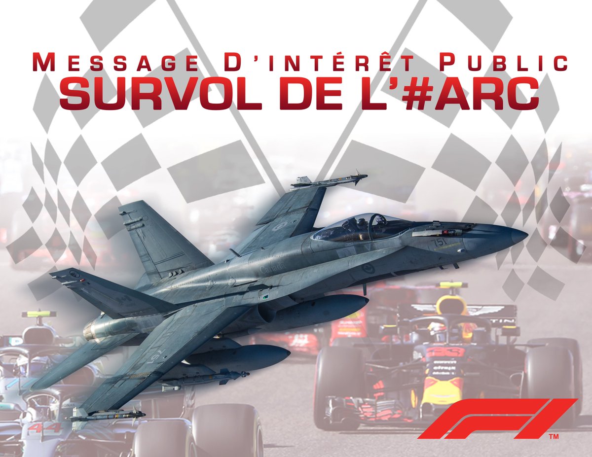 ARC_RCAF's tweet photo. Gens de #Montréal, c’est le #VendrediChasseur! Vous aimez la vitesse?

Deux CF-18 de l’#ARC de Bagotville effectueront un survol le dimanche 9 juin, à approximativement 13 h 55, heure locale, en prévision du #GrandPrix de Montréal. https://t.co/cu5axjxyiu