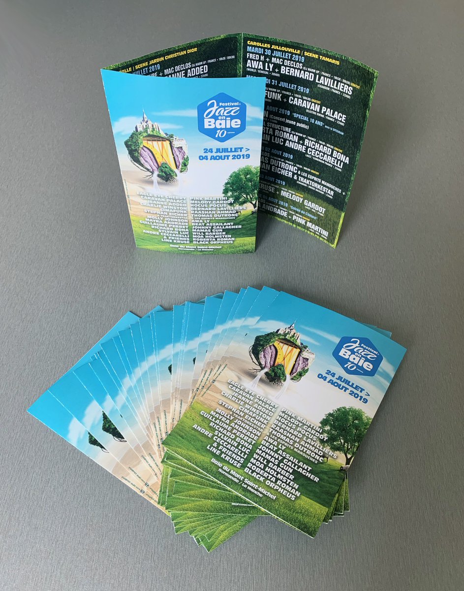 Fest_GM's tweet photo. 🥁🎉 [ PROGRAMME ] 
Nos programmes dépliants sont arrivés ! Retrouvez les dès demain près de chez vous !
#JEB2019 https://t.co/JUc0Ffby1J
