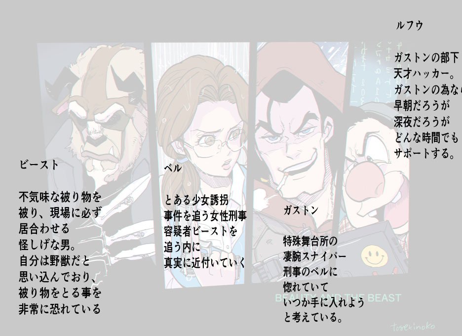 現代パロ。サイバーアクション美女と野獣 
一つの事件に絡むさまざまな思惑。
彼らにかけられた呪い とは…!(嘘) 