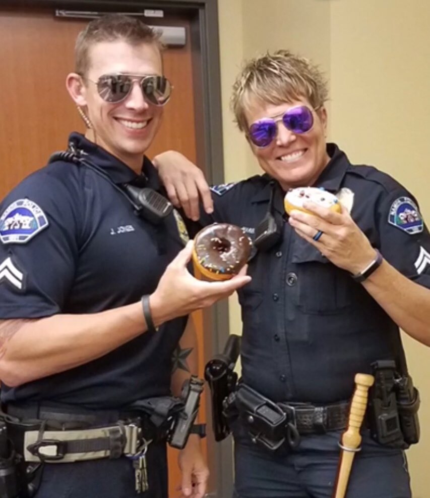 NampaPolice1's tweet photo. The truth behind this stereotype - Cops love donuts. 
Happy National Donut Day! 
#OwnIt #NationalDonutDay #DonutWorry #FunAtWork 
We ❤️ D🍩nuts!  
#Jones605 #Marek360 https://t.co/aTWvF2On0s