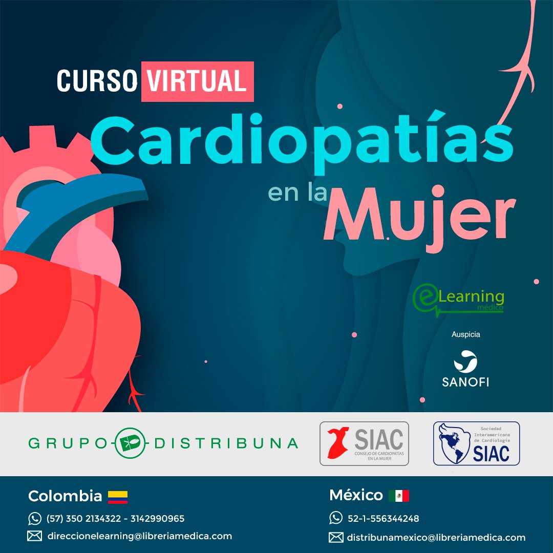 3Ccardio's tweet photo. #3CInforma sobre próximo CURSO VIRTUAL: CARDIOPATÍAS EN LA MUJER Organizado por el Consejo #MujerSIAC Entérese más >> https://t.co/oeABFtZArg (https://t.co/ePe6pTHGDc). #Cardiología #CursoVirtual #3C https://t.co/ooENFcvFLG