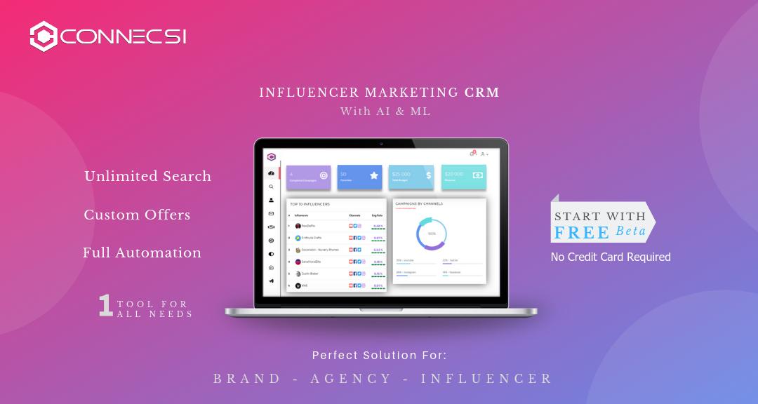 Connecsi's tweet photo. FREE to use Influencer Marketing Platform. Become our beta user and get unrestricted access to all new features. Learn more at https://t.co/vZ8A4g3bGA 
#InfluencerMarketing #influencers #Marketers #brands #digitalagency https://t.co/T6ZSEA56w2