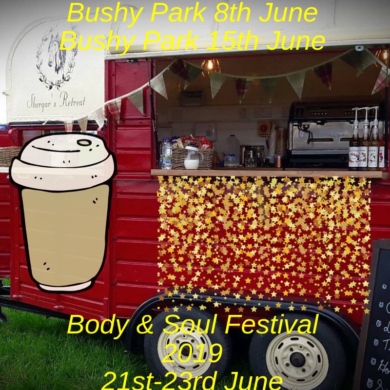 This saturday+15th of June we are in our usual hang out in <a href="/BushyParkMarket/">Bushy Park Market</a> Then on Friday the 21st-23rd of June Shergar is let loose in the paddock down at <a href="/BodyandSoulIrl/">Body&Soul</a> 2019 WAHEY!!! Anybody heading to Body and Soul?🕺☕️☕️🍺🍺🕺🕺