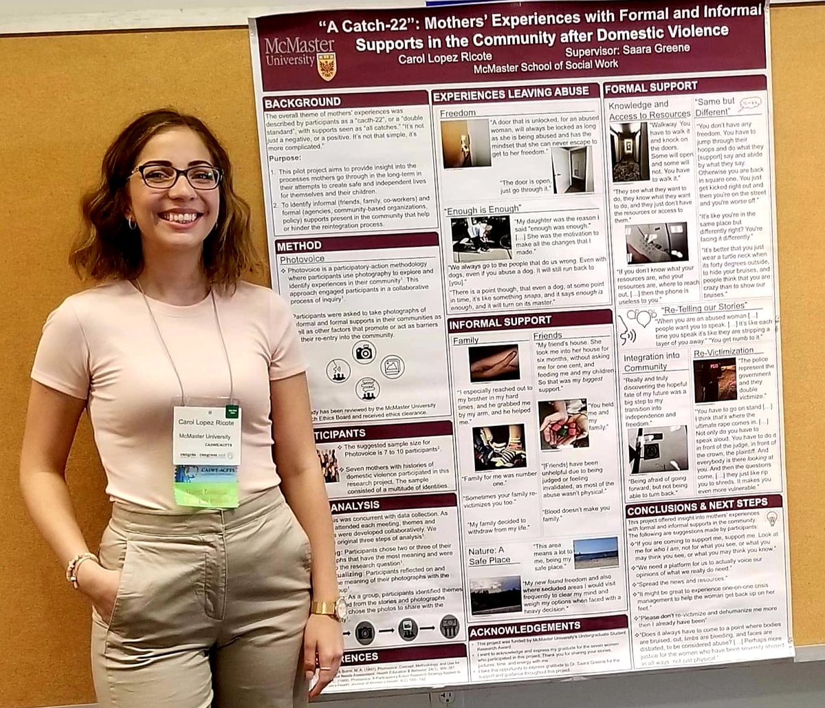 Carol (Social Work) received support from the Student Experience Fund to attend #congreSSH and present her USRA-funded research re: Mothers' Experiences with Formal &amp; Informal Supports in the Community after Domestic Violence #experiencematters #iamsocsci