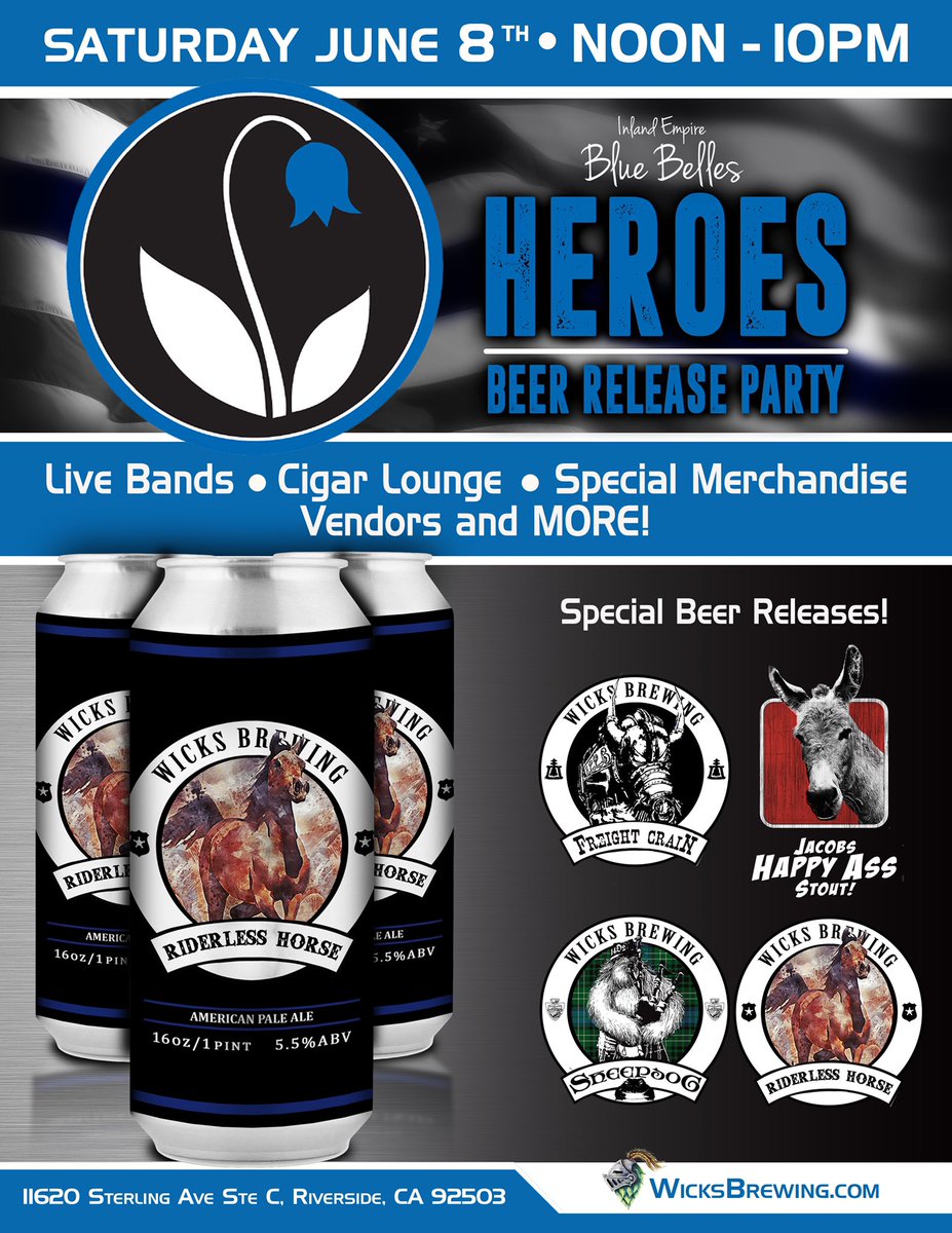 Pint4Scot's tweet photo. THIS IS TOMORROW STARTING AT NOON. PLEASE COME OUT AND SUPPORT THIS WORTHY CAUSE. THIS IS A FAMILY AND PET FRIENDLY EVENT.
CHEERS ๐ป
#wicksbrewing #riversidepolice #iebluebelles https://t.co/OuU9RnBfUR