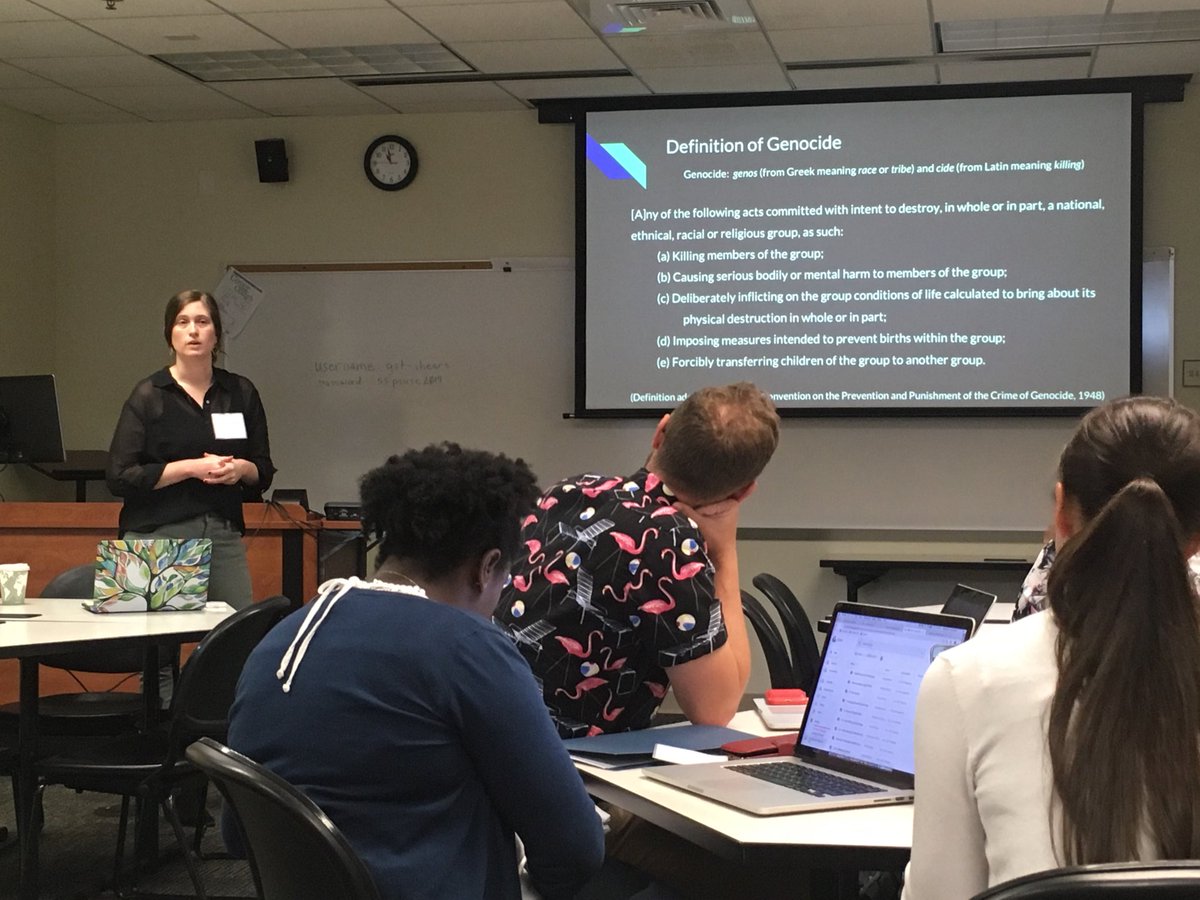 ProfessorKP's tweet photo. Deconstructing the definition of genocide with @RebeccaCChrist at #ESSES19 https://t.co/uUpajpyqat