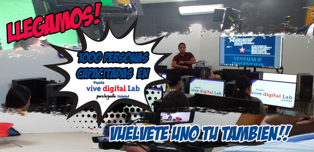 HOY PODEMOS DECIR QUE LLEGAMOS A MIL CAPACITADOS GRACIAS A LOS ALIADOS ESTRATEGICOS @ViveLabs <a href="/Ministerio_TIC/">Ministerio TIC</a> <a href="/Gobatlantico/">Gobernación Atlántico</a> <a href="/soledadalcaldia/">Alcaldía de Soledad</a> <a href="/MacondoLab/">Macondolab digital</a> <a href="/unisimon/">Unisimón</a>