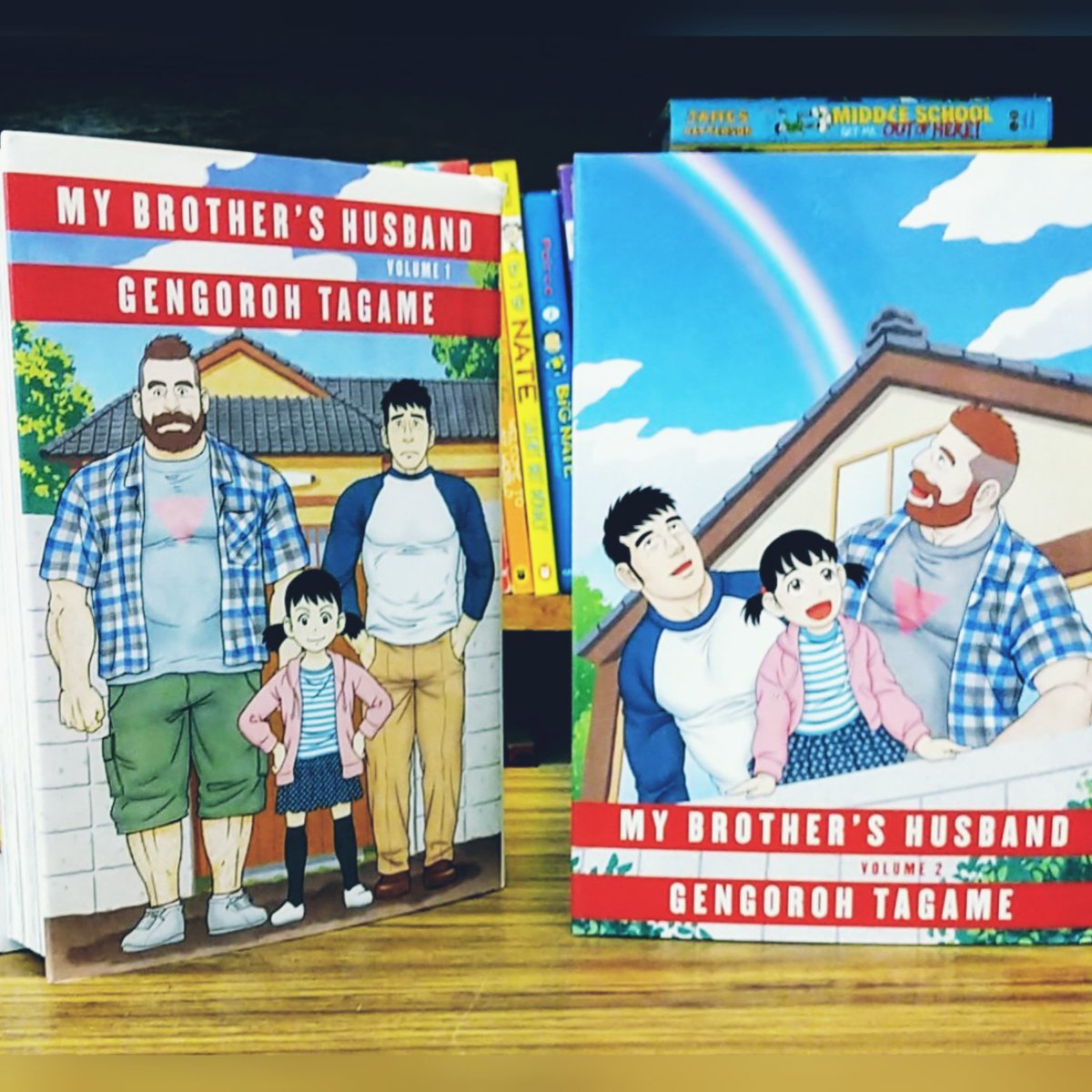 MrStroeverTFMS's tweet photo. Congratulations New Jersey on being the second state in the United States of America to require public schools to teach LGBTQ History. These are a couple of great reads for the students...all about acceptance @PantheonBooks #mybrothershusband https://t.co/pbAgmuQtPa