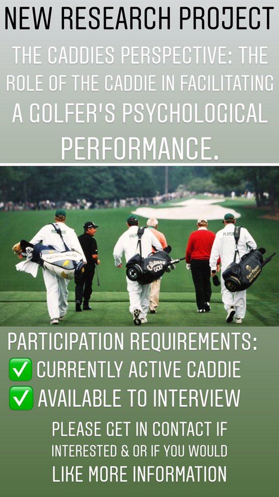 19donald95's tweet photo. MSc Research Project: Looking for currently active caddies to interview. If you are, know or could provide access I would love to hear from you! #golf #sportpsychology #caddies #performance https://t.co/35Oc0jzYE5