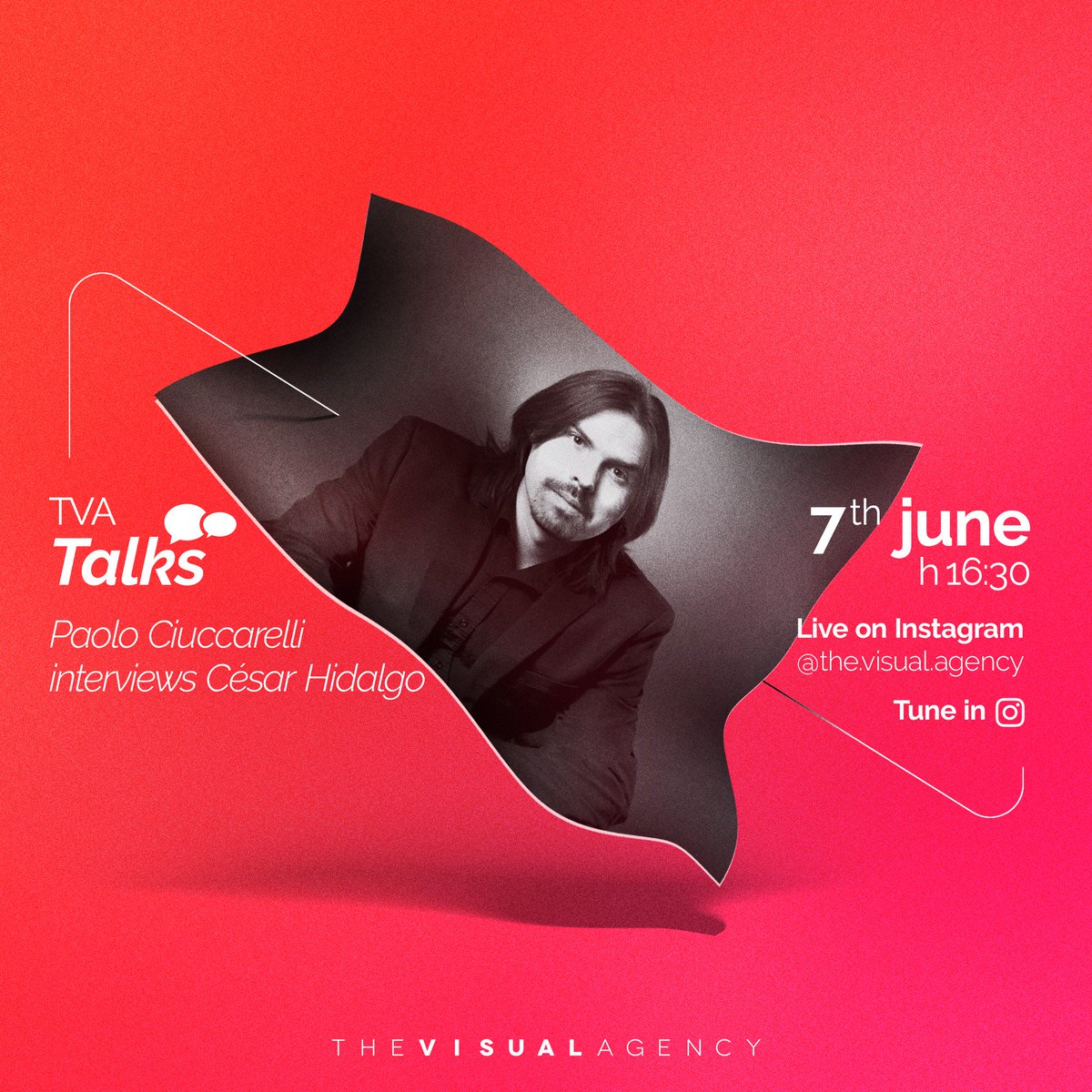 thevisualagency's tweet photo. 📺 TVA TALKS #3 - Today h 16.30, live streaming on our Instagram channel
🗣️ Paolo Ciuccarelli interviews César Hidalgo, Director of Collective Learning Group and founder of @datawheel
#TheVisualAgency #DataVisualization @pciuccarelli @cesifoti https://t.co/jIvmZwNWcM