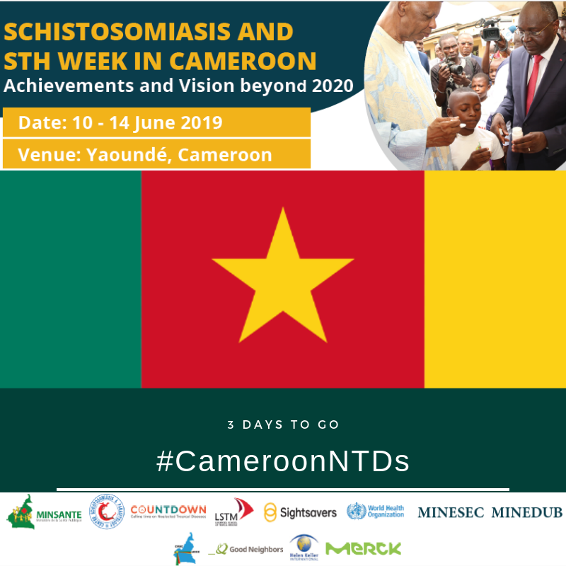 COUNTDOWNLR's tweet photo. It is exciting times as we invite you to join us &amp; our colleagues from @CountdownNTDCam in the national dissemination of research that has prompted a paradigm shift from control to elimination of #schistosomiasis @elimin8schisto @LSTM_NTDs  @Minsante1 @DFID_Research @WHOAFRO https://t.co/gd59SqPKmf