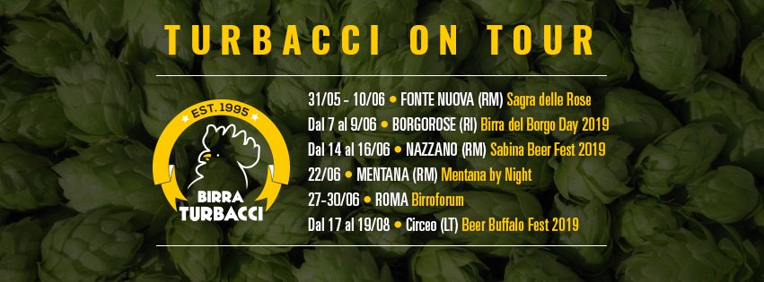 NUOVE DATE per il Turbacci on Tour 2019!

Un'estate all'insegna della birra artigianale.
L'esperienza in ogni sorso dal 1995.
#birraartigianale #ESTATE #EventiBirre