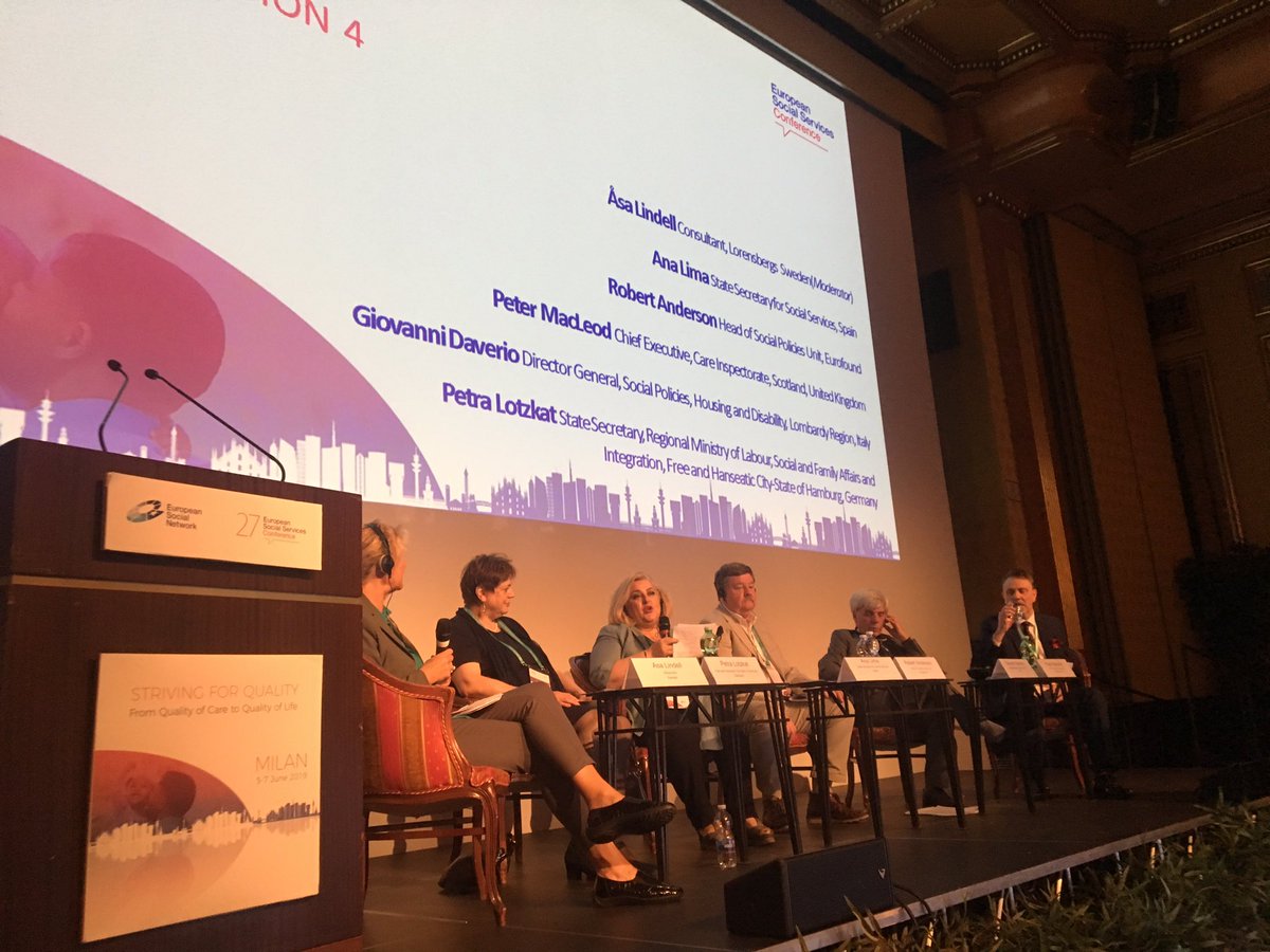 ESNsocial's tweet photo. We need to come together as a community of leadership to celebrate the magic of #SocialServices in realising hopes, expectations, and sometimes even the dreams of people.
@CIPeterMacleod of @CareInspect at #ESSC19 in Milan https://t.co/10uF4YTkBw