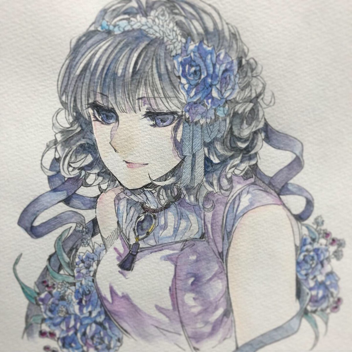 春樹 壁 水彩色鉛筆 水彩色鉛筆イラスト イラスト 薔薇 青 ブルー 落書き T Co Iqahps8w7d Twitter