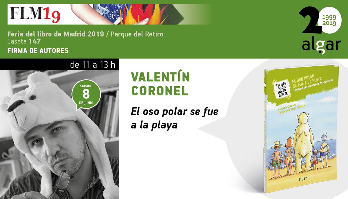 algareditorial's tweet photo. 🔔#FLM19! 📗✍️
Este sábado por la mañana @ValentinCorone, #RocioBonilla y #AntonioMartínMorales te esperan en la @FLMadrid para firmarte sus éxitos ⬇️
📆Sábado 8 de junio
📍 Casetas de #AlgarEditorial (147) y librería #Didacticalia (49)
#firmadeautores https://t.co/vJaphVXCZc