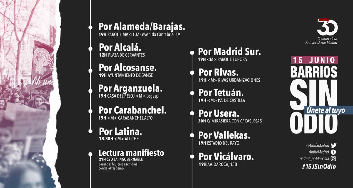 Apunta este día #15J

Vamos a salir a tomar las calles de Madrid, contra el odio y el fascismo.