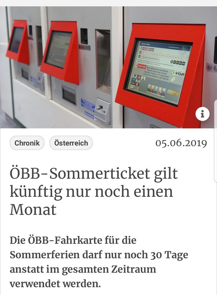 Das Bahn-Sommerticket darf nur noch 30 Tage statt den ganzen Sommer genützt werden. Der Preis bleibt gleich, wird also real verdoppelt. In Wien, Niederösterreich und Burgenland steigen die Preise um durchschnittlich 2 Prozent. Das ist die Antwort der ÖBB auf die Klimakatastrophe?