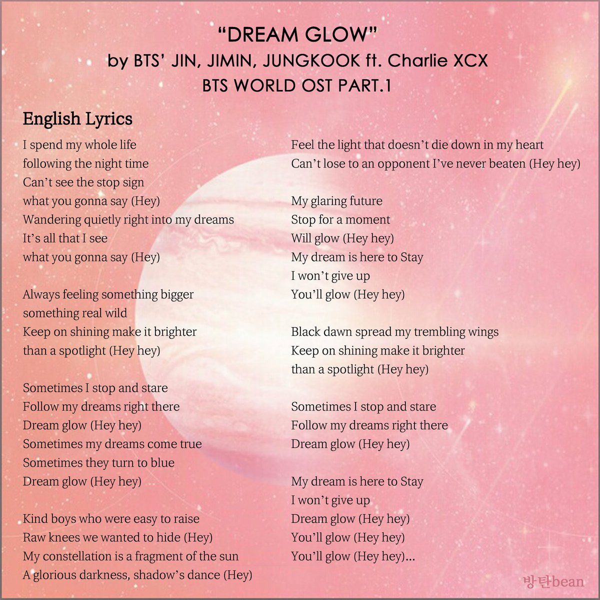 mykantvdd's tweet photo. "DREAM GLOW" LYRICS provided.

» 한국어 가사 (orig.)
» English lyrics
» Romanized
#DreamGlowOutNow

Stream the song as well~ https://t.co/n6skGp5CKP