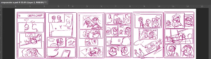 remember to thumbnail your comic pages first before you start sketching/inking full pages!

first 6 pages of crepuscular #svtfoe 