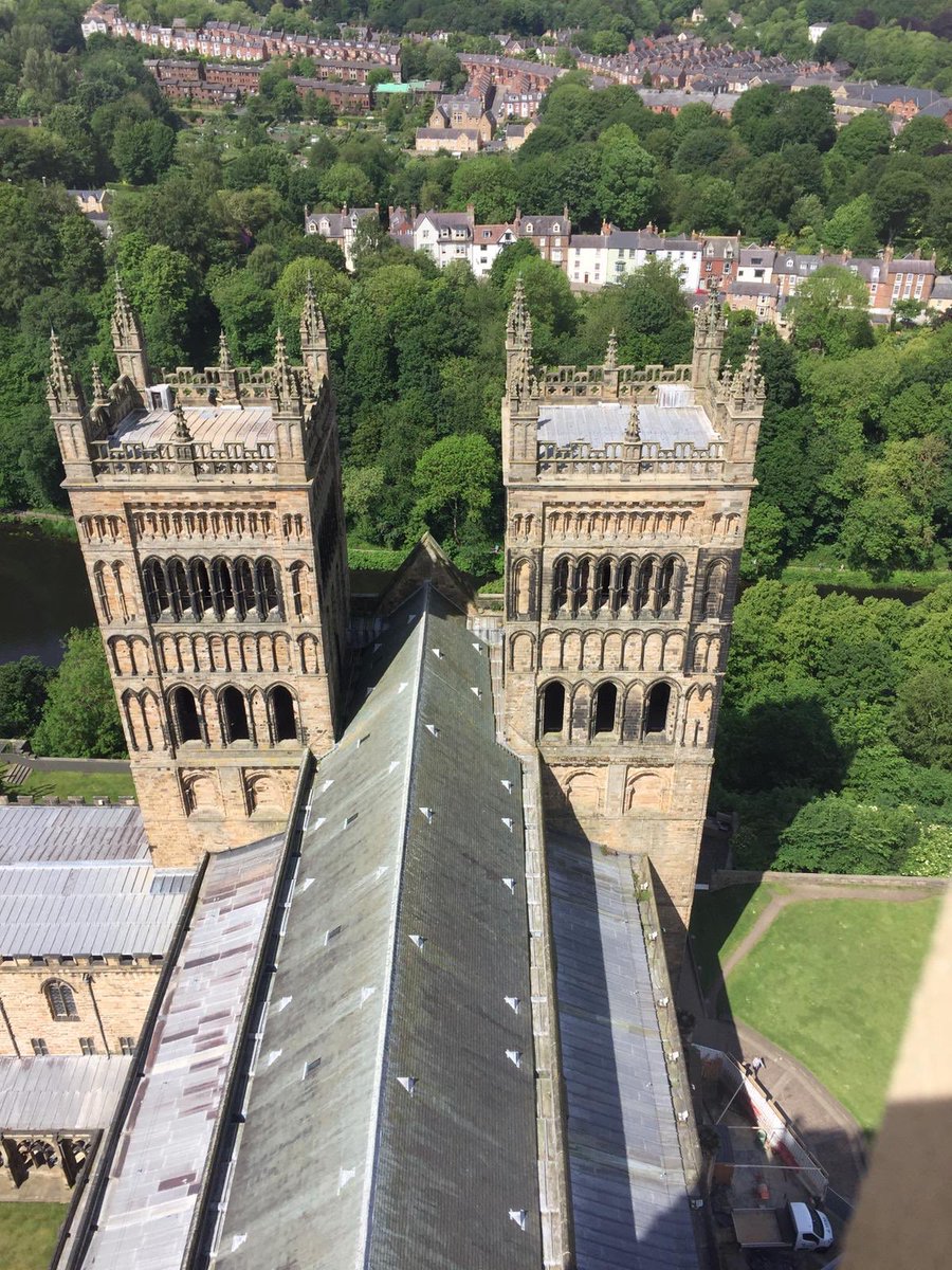We are heading north for a concert in beautiful Bishop Auckland this evening, playing #Beethoven, #ClaraSchumann &amp; #Ravel. Andrew is already there and took this beautiful photo from the top of #durhamcathedral