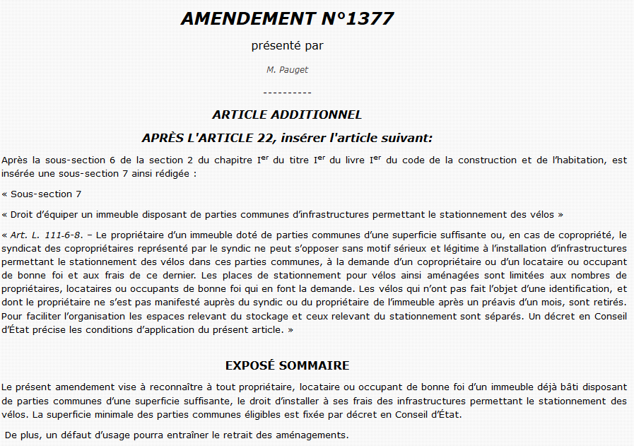 LOM_ProVelo's tweet photo. 1/6 AMENDEMENTS 1377, 1562
La copropriété ne peut s’opposer sans motif sérieux à l’installation de stationnement pour vélos dans les parties communes
#LOM #PlaidoyerCitoyen #SolutionVelo #directAN #Amd1377 #Amd1562 https://t.co/JVh6DmpInJ