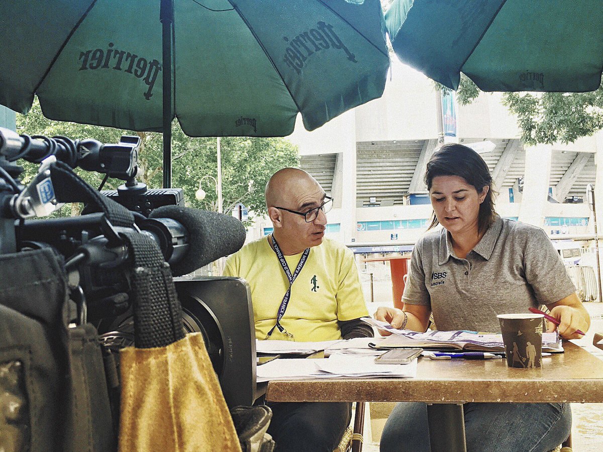 FutbolCult's tweet photo. #SBS @TheWorldGame’s David Basheer and Sarah Walsh in France for the @FIFAWWC. Bash is wearing our #PartTimePlayer t-shirt. Thank you for your support, Bash!
#FutbolCult #FIFAWWC #GoMatildas #WeAreMatildas
🇦🇺⚽️👕👱🏻♀️🌍🏆 https://t.co/5smGBsaE5a
