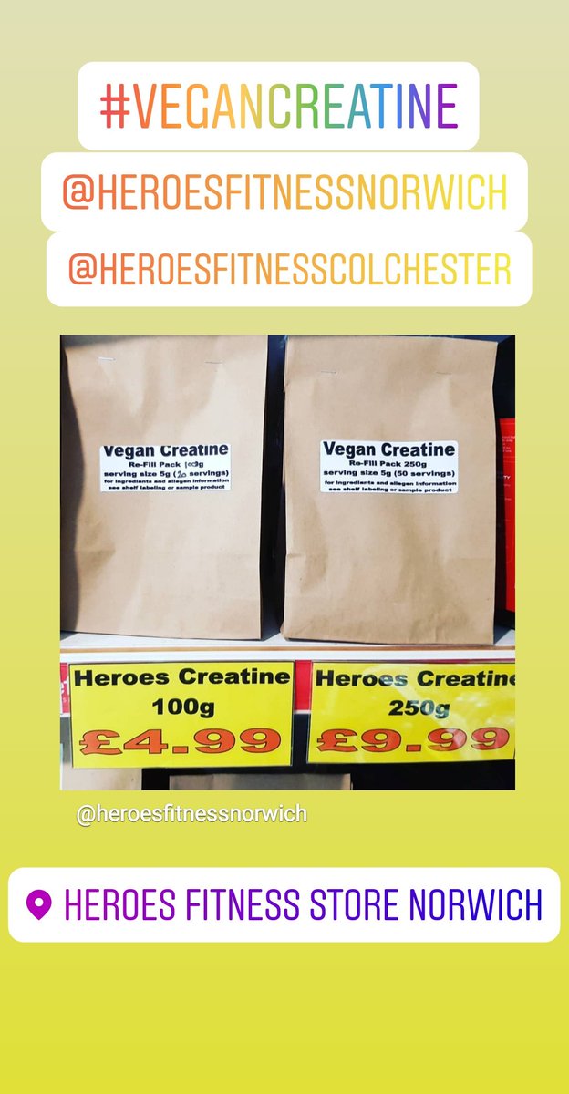 HeroesNorwich's tweet photo. Just arrived @HeroesNorwich @BridewellAlley @HerosColchester is our Micronised Vegan Creatine Monohydrate, great for power, strength, HIIT training, explosive sports, athletics.

#vegancreatine #creatinemicronized #creatine5000 #plantbasedcreatine #creatinehcl #creatine #vegan https://t.co/KCAJL7gWV6