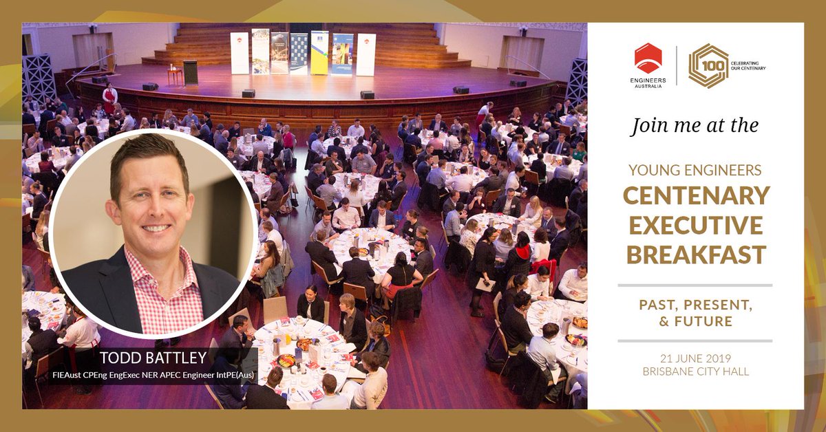 14 days until our Executive Breakfast celebrating #100YearsEA!

Looking forward to Todd Battley, Chief Executive of <a href="/AECOM/">AECOM</a> Australia talking about the contribution of engineering to the current state of society!

Get your tickets now: bddy.me/2VJxGme