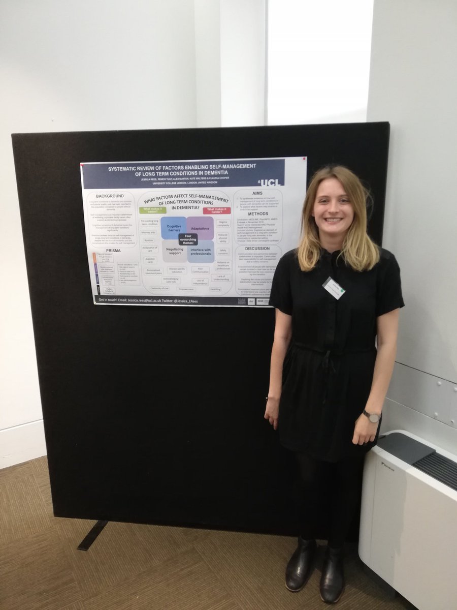 Jessica_LRees's tweet photo. Presenting my poster at the #ESRC2019 research day! How self-mangement of long term conditions can be supported for people with dementia https://t.co/Shxhn0h053