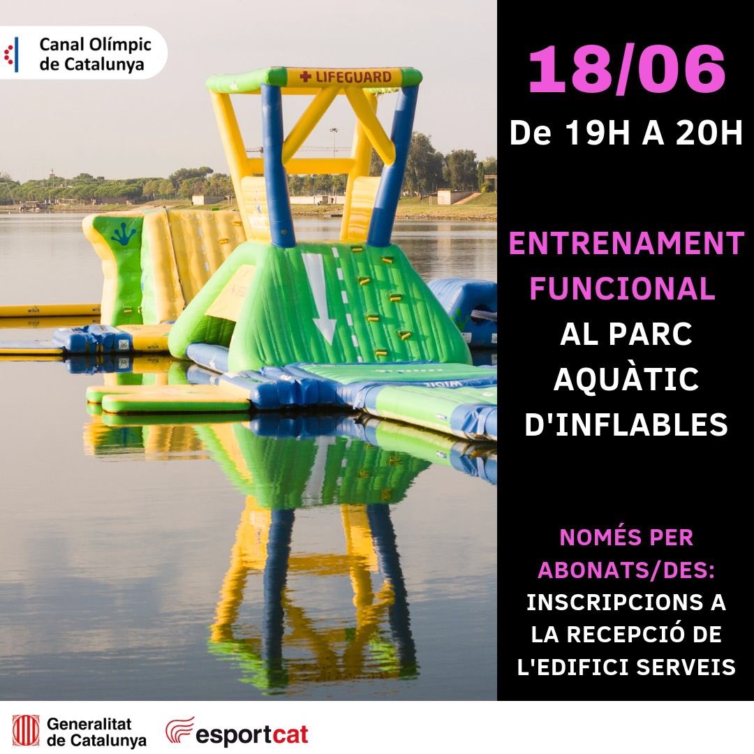canalolimpiccat's tweet photo. Bon tarda #ABONATS/#DES! 🧔🏻👱🏼♀️
#ENTRENAMENT #FUNCIONAL al parc aquàtic d’inflables. 💦
📍Lloc: Inflables aquàtics.
📅Data: 18 de juny.
⏰Hora: 19h
✍🏼Inscripcions: Recepció de l'edifici serveis.
Vine a fer #exercici d'una forma #divertida i molt #refrescant!
#canalolimpiccat https://t.co/9wy1Wvf0A3