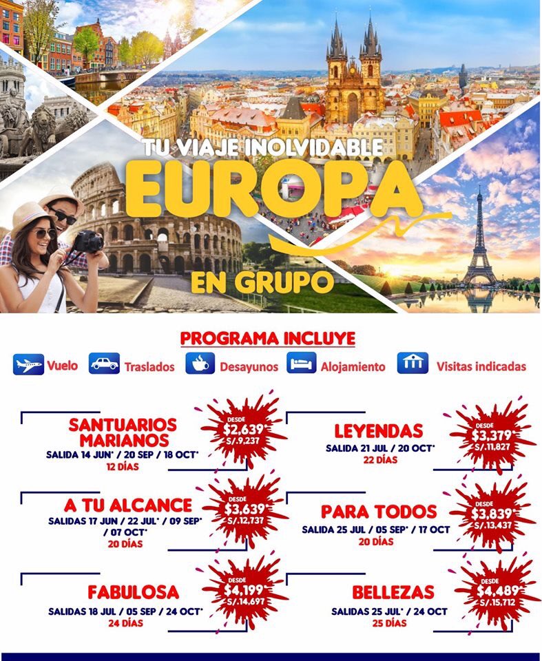 vipviajes's tweet photo. 🔥Tu Viaje Inolvidable a Europa🔥 
Con aéreo y terrestre confirmado. ✈️👍

Reserva con tu agencia de viajes de preferencia. 
✅Informes Whatsapp👉: https://t.co/JYpM34xa0m

#SalidasGrupales #viajeEuropa #CalendarioViajero https://t.co/Oc9dOZyFpX