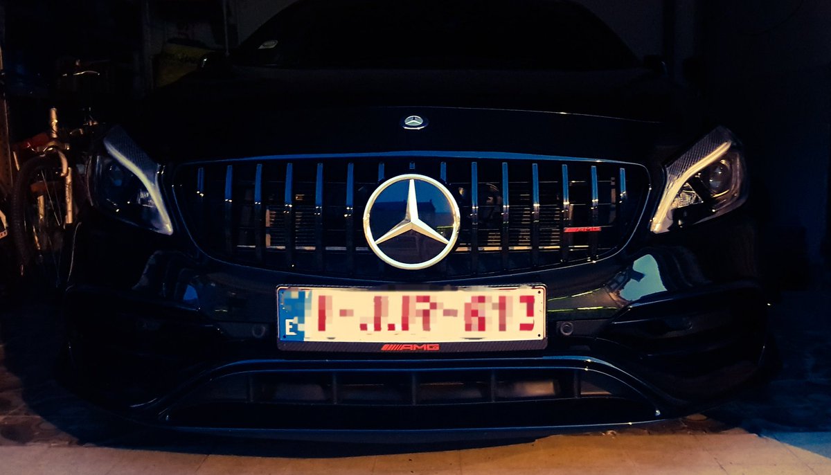 Mercedesmylife's tweet photo. So, #Beastie liked the panamericana grille so much on the new @MercedesAMG A45, that is about to be revealed...(can't wait). I could not resist to give her one myself. She s ready for the roadtrip to Affalterbach in July. Love that car. π #AMGddicted https://t.co/TPIyyEWEMz