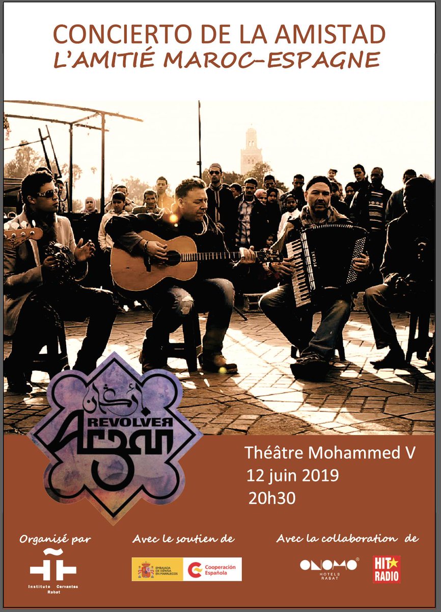 IC_Rabat's tweet photo. ¡Qué ganas de que llegue el miércoles para asistir al Concierto de la Amistad de @OficialRevolver! ¿Tienes ya tu entrada? ¡Contamos contigo! https://t.co/4bbNJImLDn #FF #conciertos #eventos #BasicoIV #BasicoIVTour #ICRabat #Maroc #Marruecos https://t.co/7gv4UxzzdJ