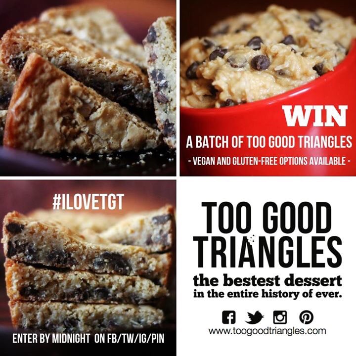 ThePastryPimp's tweet photo. ITβS TGT FREEBIE FRIDAY! π RT & REPLY w #iloveTGT + a comment by midnight to #win #TGT! Enter on FB/IG/PIN, too! Get a BONUS entry here: https://t.co/OFJZesZFLX πͺ Full deets on FB! #TooGoodTriangles https://t.co/bpDOxnRhmc