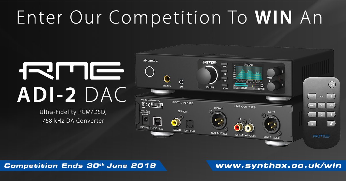 SynthaxAudioUK's tweet photo. Have you entered our competition yet? One lucky winner will be taking home the award-winning @RME_News ADI-2 DAC! Simply visit https://t.co/rj7iM8V9QG for your chance to #win! 

*UK residents only

#free #competition #giveaway #recording #hifi #RMEAudio #ExperienceRME https://t.co/vDU2Z9ZfY5