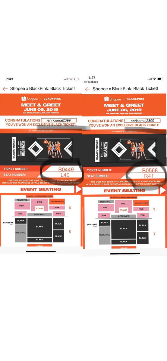 MiggyJimenez23's tweet photo. okay sa mga nagsasabi po na “FREE” yung ticket ko at kung nandun ba talaga ako? here’s the proof. HEH @/BLONKS ❤️🙂 ayan na ah naka smile pa ako #SHOPPESCAM #BLACKPINKinMANILA #ShopeeBlackpinkinManila https://t.co/eVnmsf5rgX