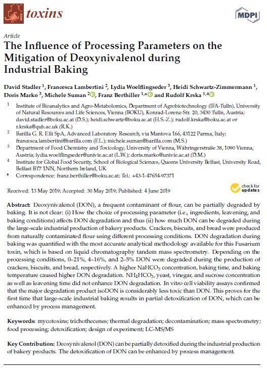 MyToolBoxEU's tweet photo. What happens to #deoxynivalenol during #industrial #baking of #bread #crackers and #biscuits? Could its #degrade to less #toxic #compounds? Which #parameters could influence #detoxication? Find out here: https://t.co/qwl39soDxU
#H2020 #FoodSafety #food @BOKUvienna @Barilla https://t.co/KXM2eeIqTL