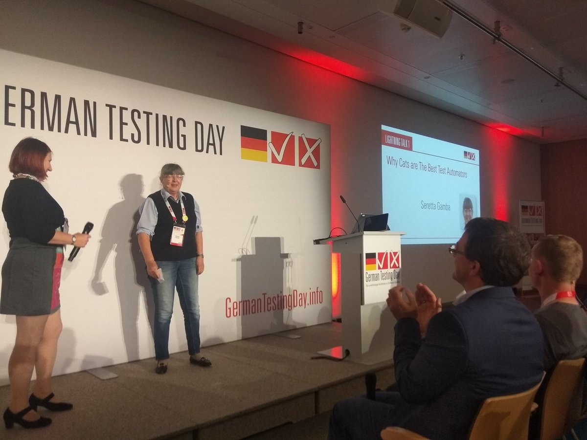 MikeLaptev's tweet image. Do you love cats how I love them? 🐈😍 

Lightning talk &quot;Why cats are the best test automators&quot; by Seretta Gamba at #GermanTesting day 2019.